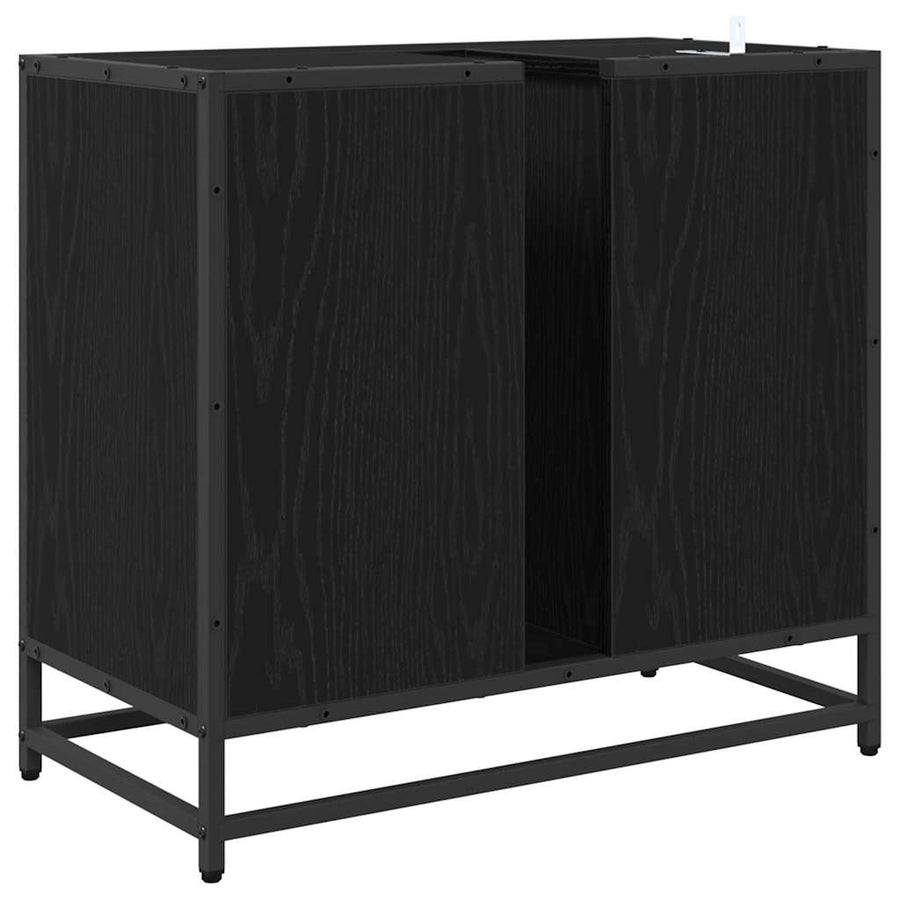 Badkamerkast met lade Zwart Eiken 65 x 33 x 60 cm Bewerkt hout