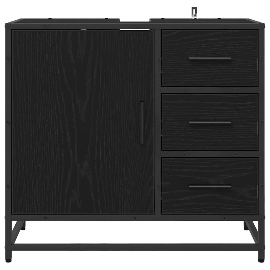 Badkamerkast met lade Zwart Eiken 65 x 33 x 60 cm Bewerkt hout