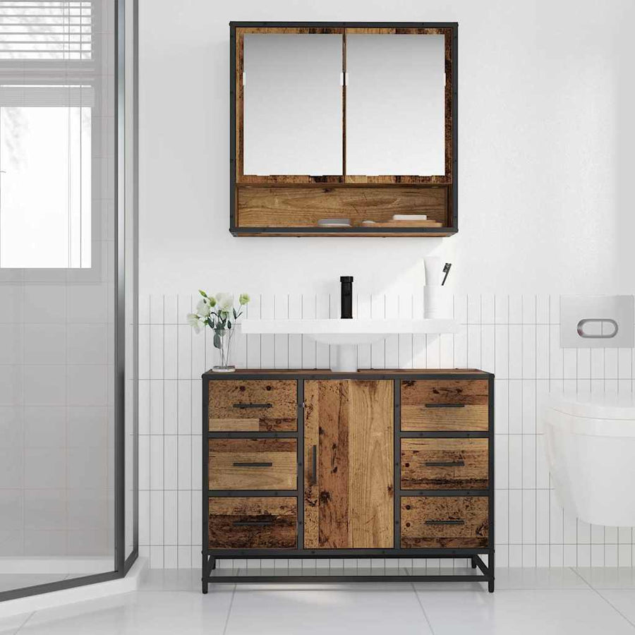 Badkamertenk Te Kast 80 X 33 X 60 Cm Bewerkt Hout Oud hout