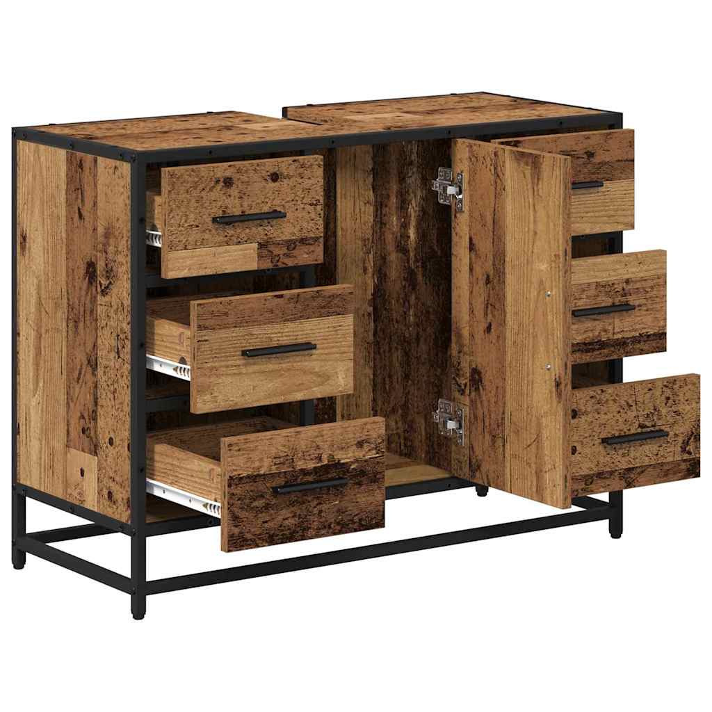 Badkamertenk Te Kast 80 X 33 X 60 Cm Bewerkt Hout Oud hout