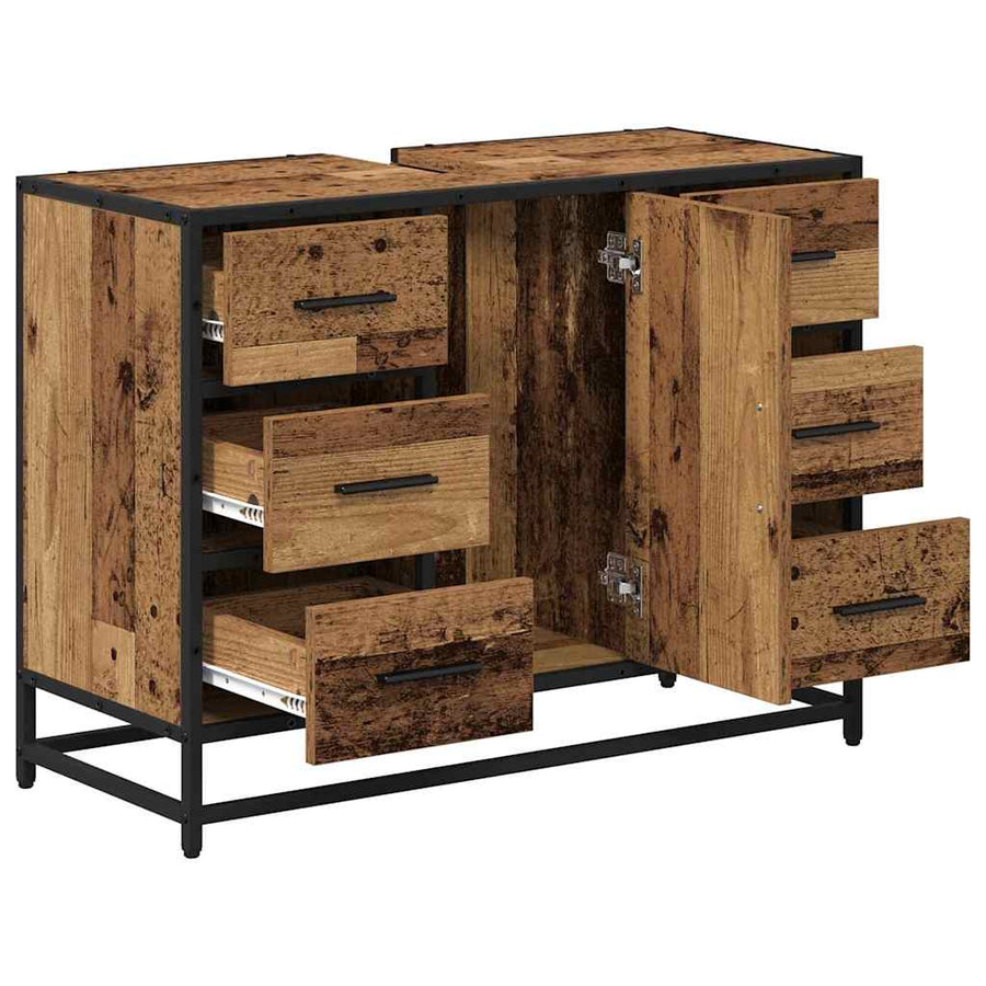Badkamertenk Te Kast 80 X 33 X 60 Cm Bewerkt Hout Oud hout
