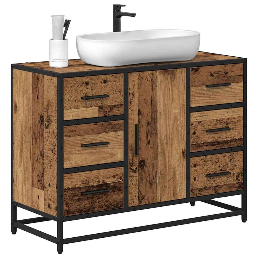 Badkamertenk Te Kast 80 X 33 X 60 Cm Bewerkt Hout Oud hout