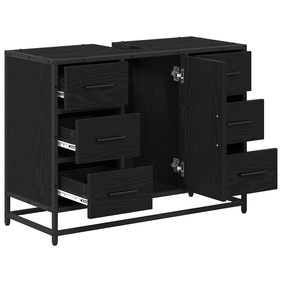 Badkamertenk te kast Zwart eiken 80 x 33 x 60 cm Bewerkt hout