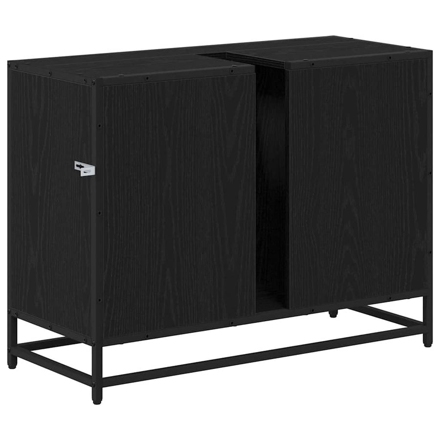 Badkamertenk te kast Zwart eiken 80 x 33 x 60 cm Bewerkt hout