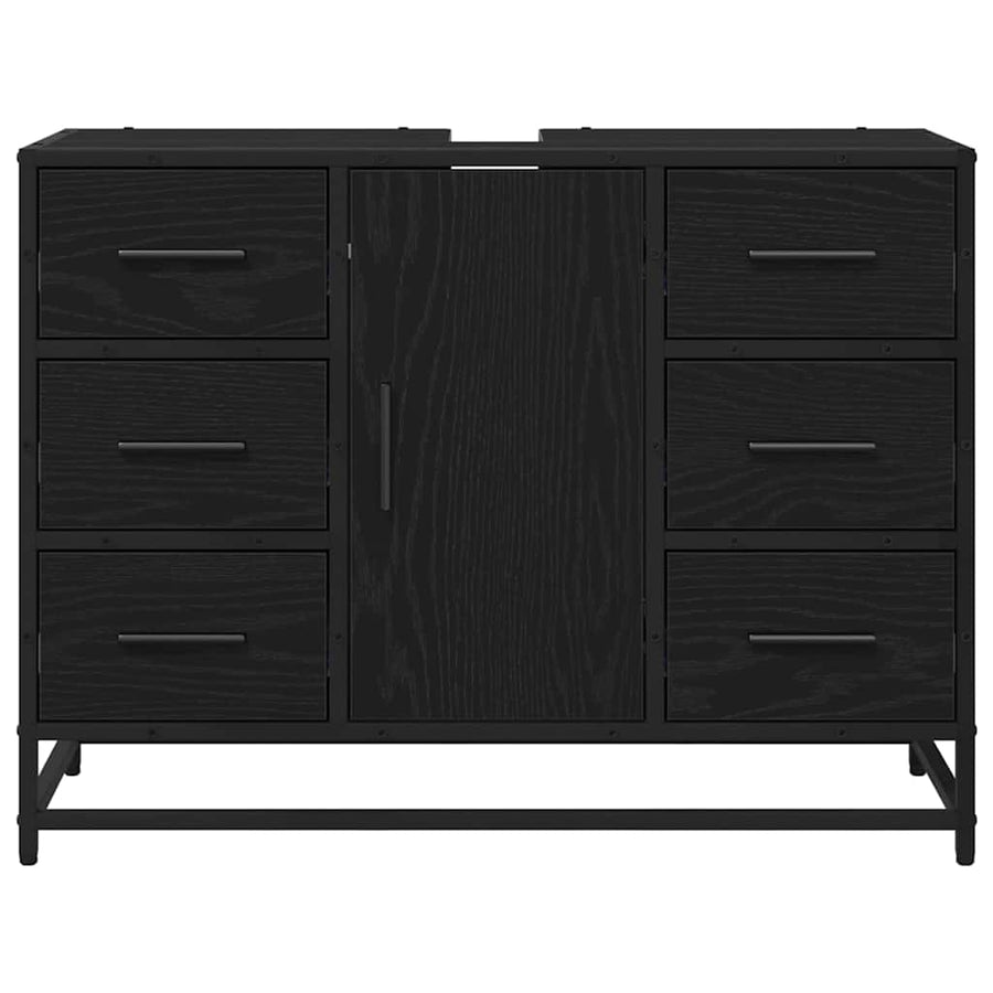 Badkamertenk te kast Zwart eiken 80 x 33 x 60 cm Bewerkt hout