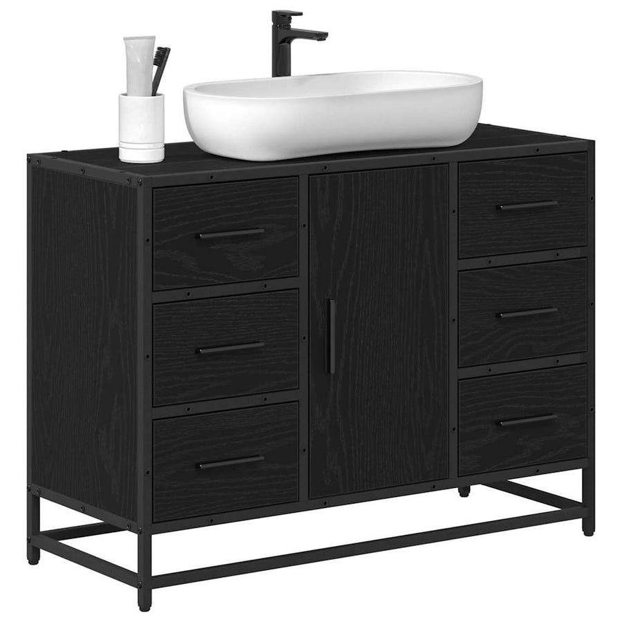 Badkamertenk te kast Zwart eiken 80 x 33 x 60 cm Bewerkt hout