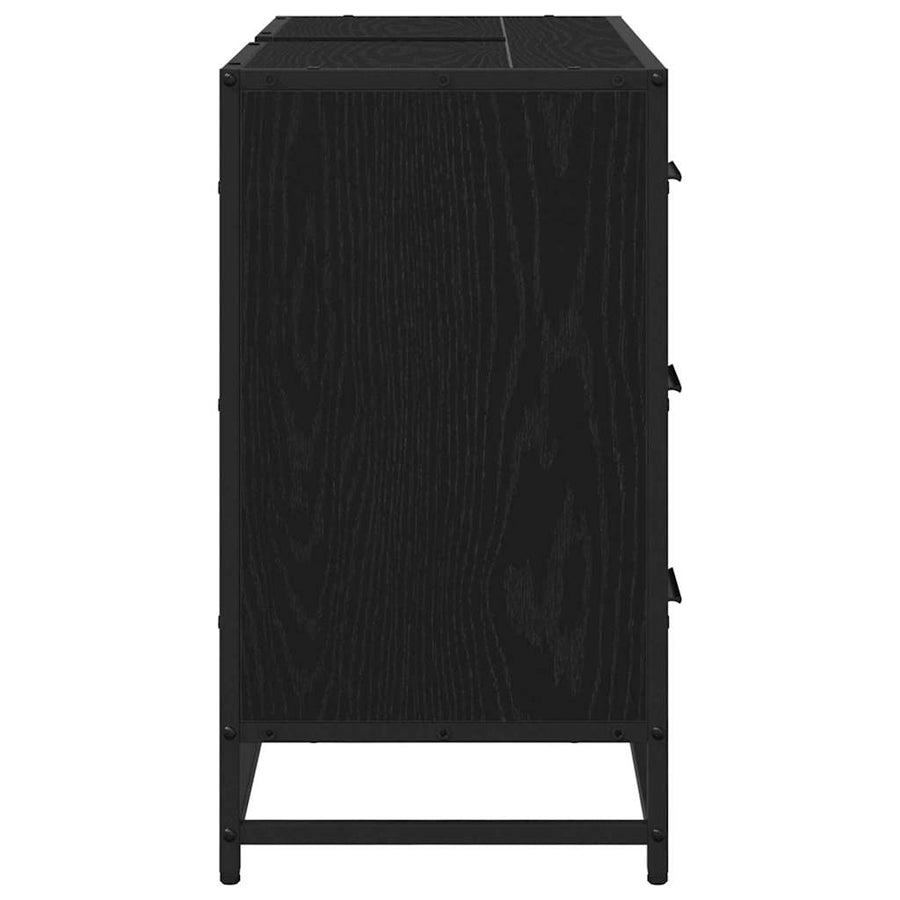 Badkamertenk te kast Zwart eiken 80 x 33 x 60 cm Bewerkt hout
