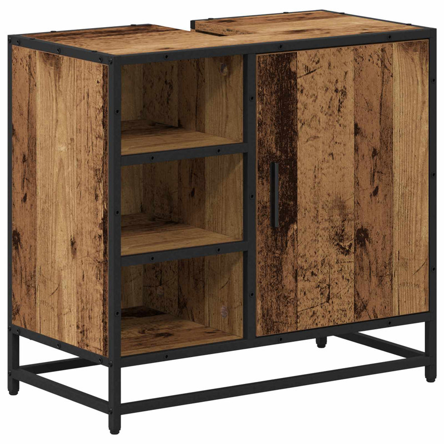Badkamerkast met plank Oud Hout 65 x 33 x 60 cm Bewerkt hout