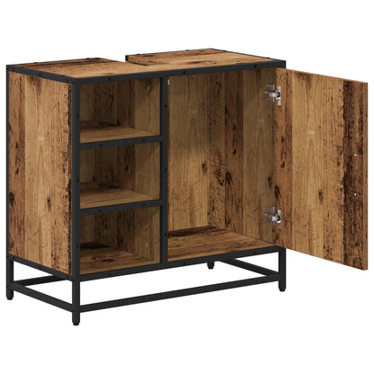 Badkamerkast met plank Oud Hout 65 x 33 x 60 cm Bewerkt hout