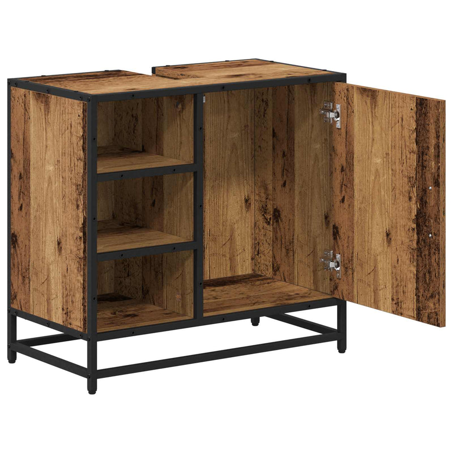 Badkamerkast met plank Oud Hout 65 x 33 x 60 cm Bewerkt hout
