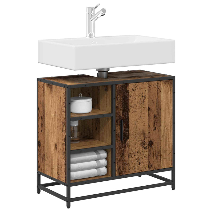 Badkamerkast met plank Oud Hout 65 x 33 x 60 cm Bewerkt hout