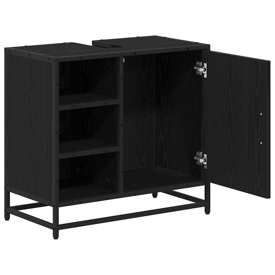 Badkamertenk te kast Zwart eiken 65 x 33 x 60 cm Bewerkt hout