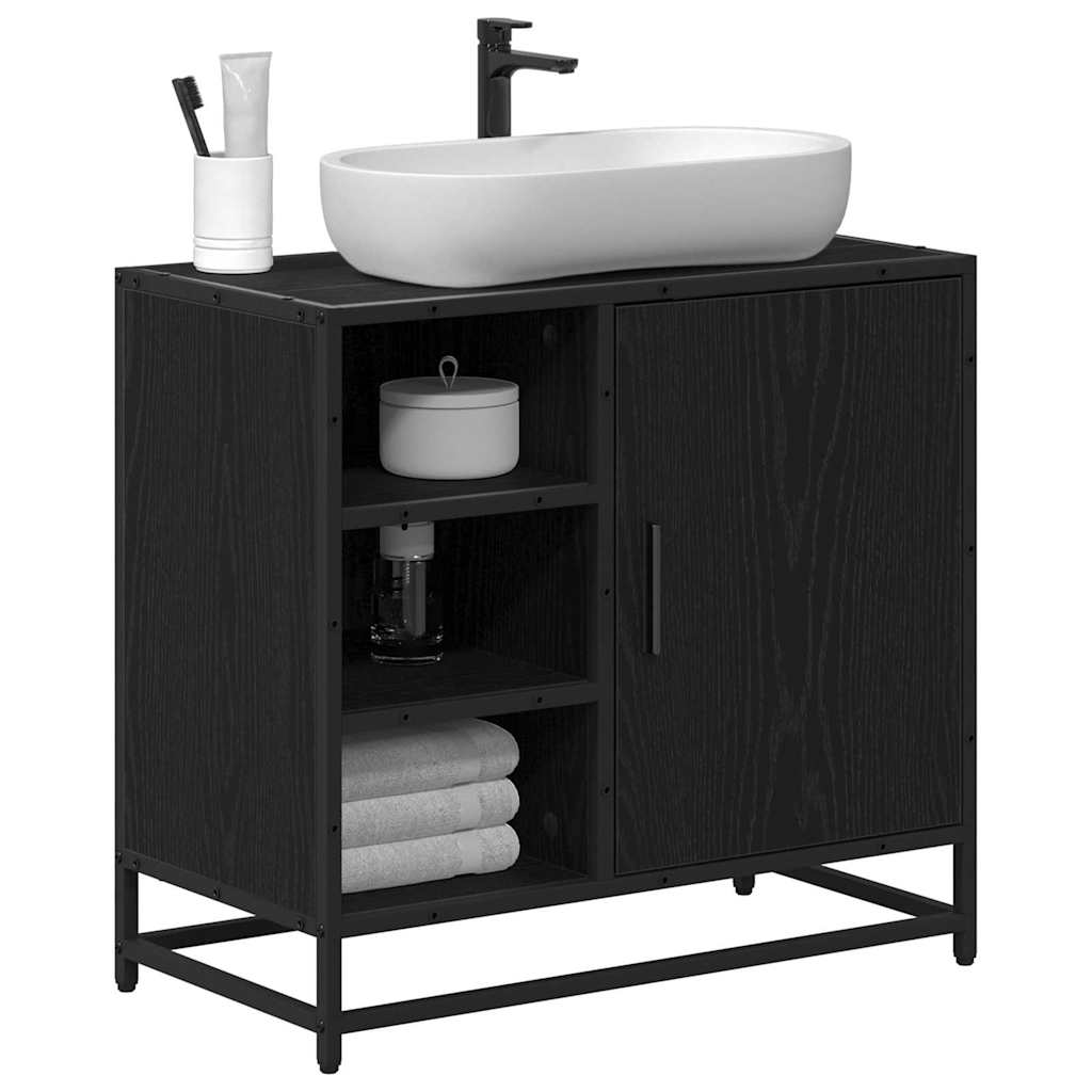 Badkamertenk te kast Zwart eiken 65 x 33 x 60 cm Bewerkt hout
