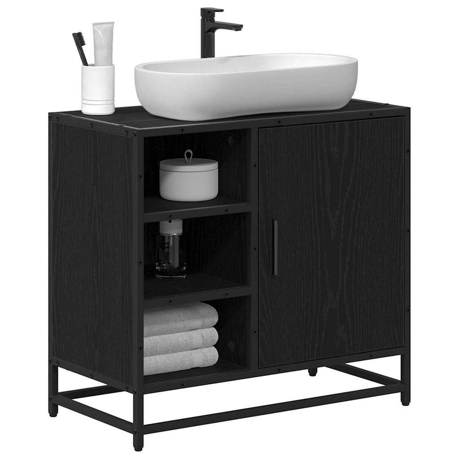 Badkamertenk te kast Zwart eiken 65 x 33 x 60 cm Bewerkt hout