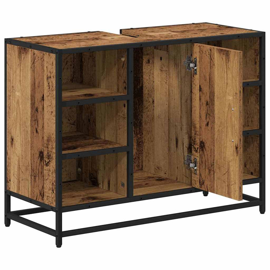Badkamertenk te kast Oud hout 80 x 33 x 60 cm Bewerkt hout