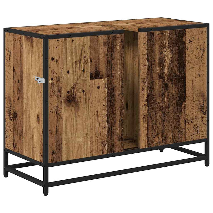 Badkamertenk te kast Oud hout 80 x 33 x 60 cm Bewerkt hout