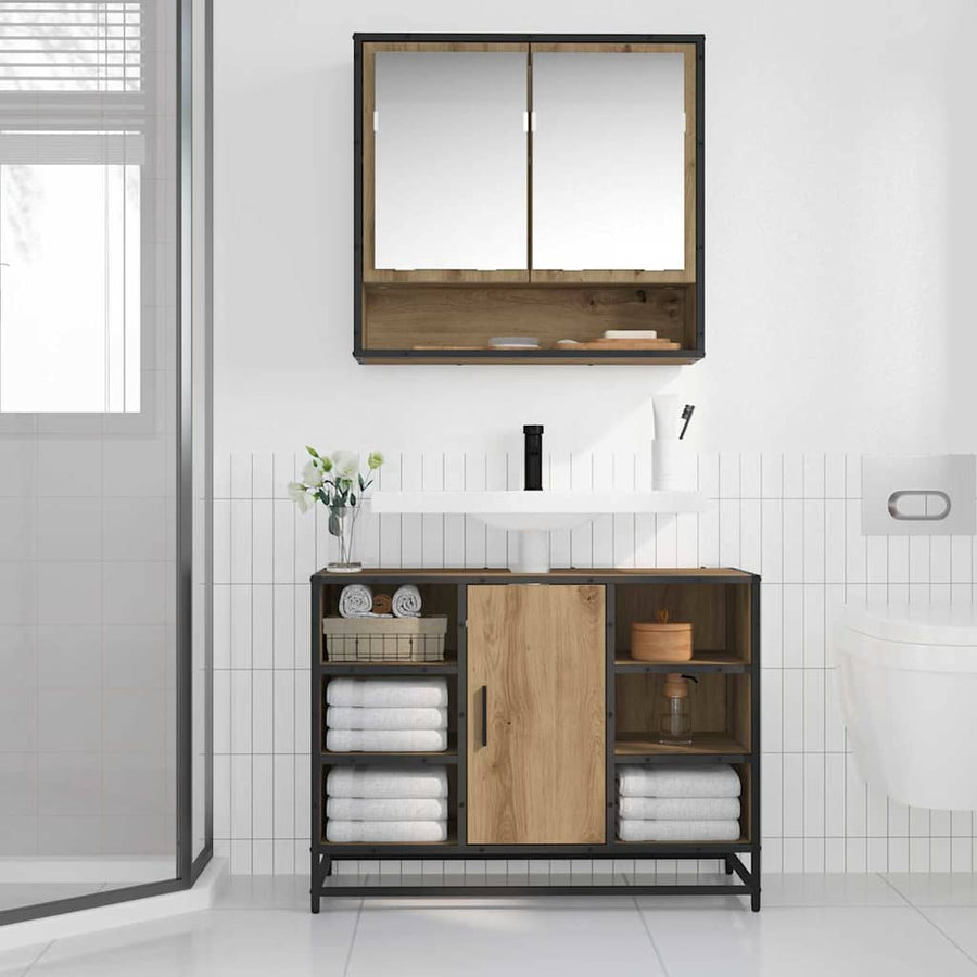 Badkamertenk te kast artisanaal eikenkleurig 80 x 33 x 60 cm