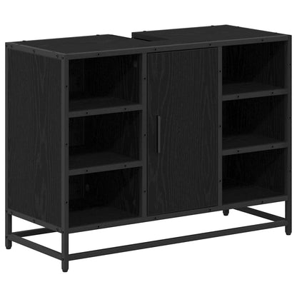 Badkamertenk te kast Zwart eiken 80 x 33 x 60 cm Bewerkt hout