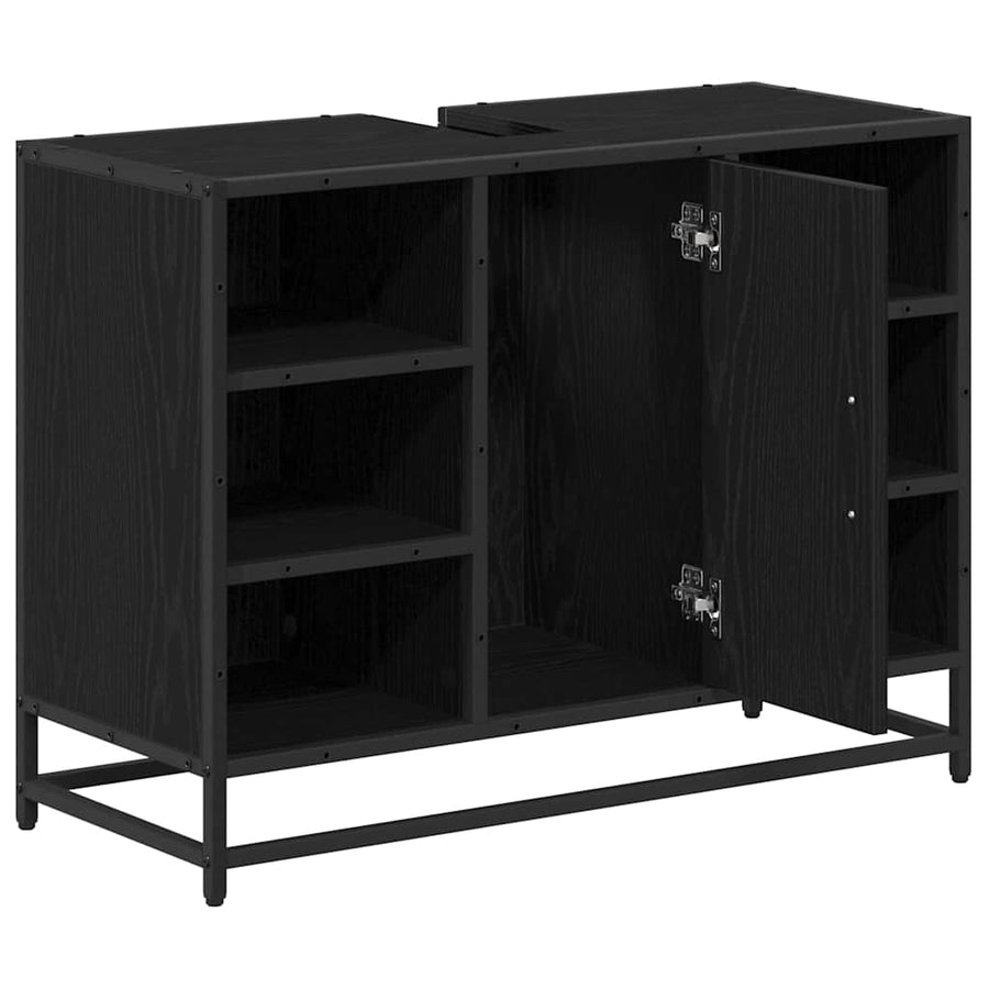 Badkamertenk te kast Zwart eiken 80 x 33 x 60 cm Bewerkt hout