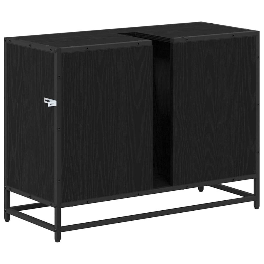 Badkamertenk te kast Zwart eiken 80 x 33 x 60 cm Bewerkt hout