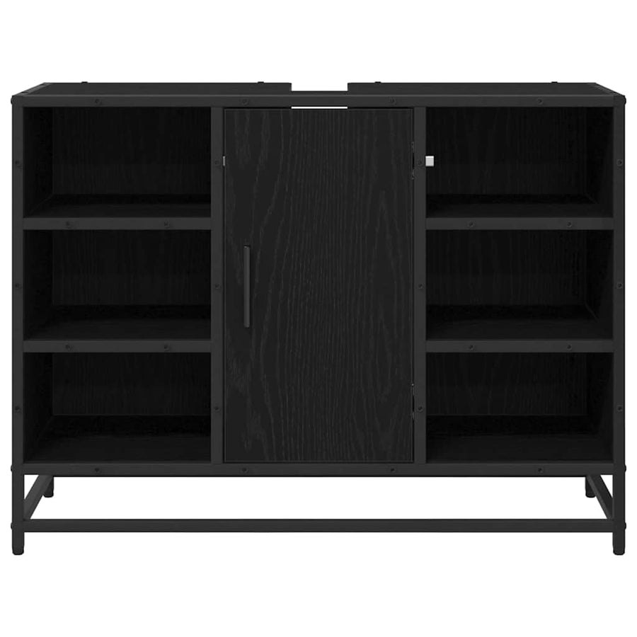 Badkamertenk te kast Zwart eiken 80 x 33 x 60 cm Bewerkt hout