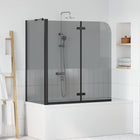 Douchescherm 120x68x130 cm zwart ESG-glas aluminium