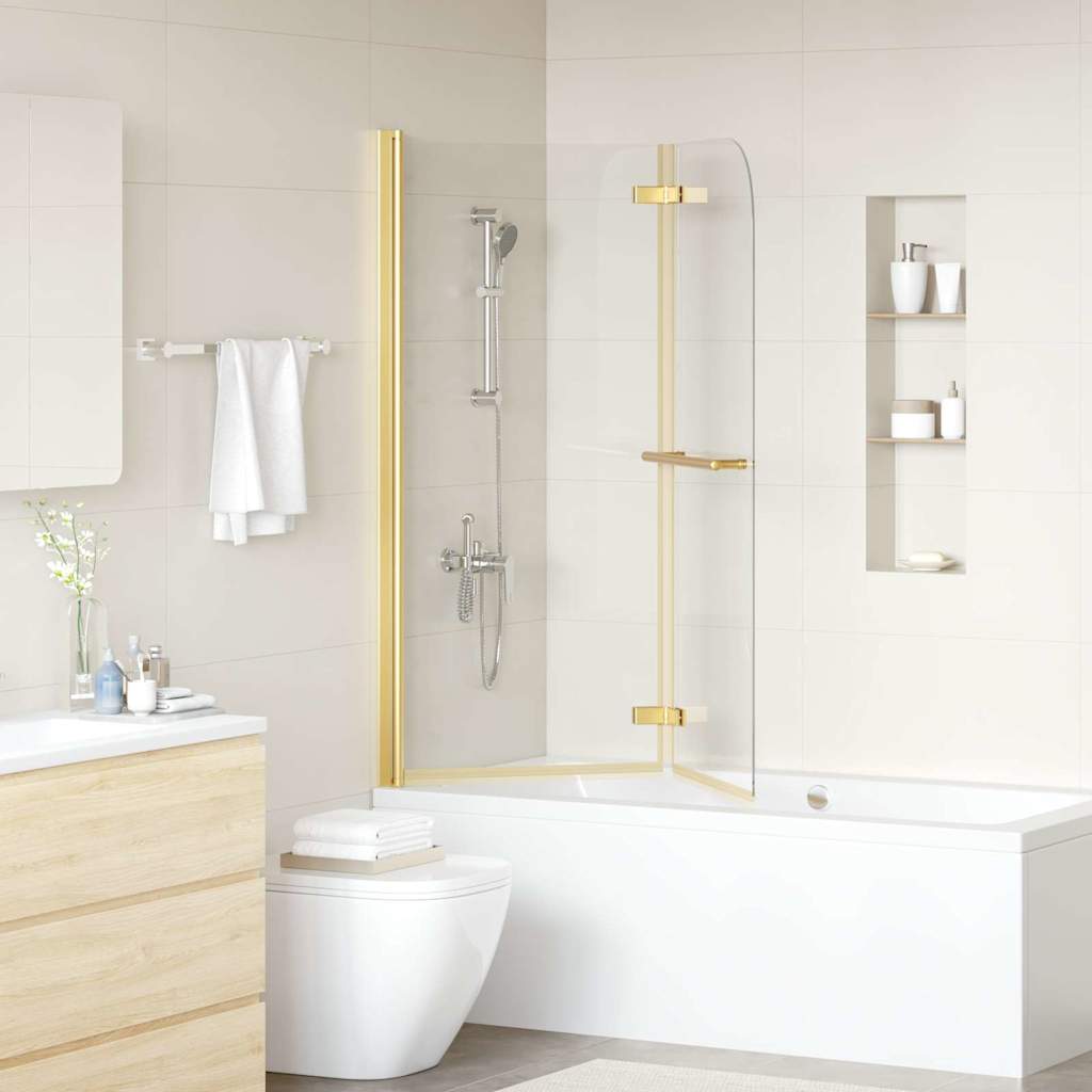 Douche Omhulsel Goud 120 x 140 cm ESG-glas en aluminium