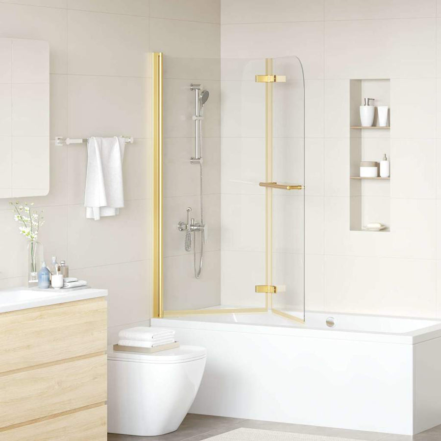 Douche Omhulsel Goud 120 x 140 cm ESG-glas en aluminium