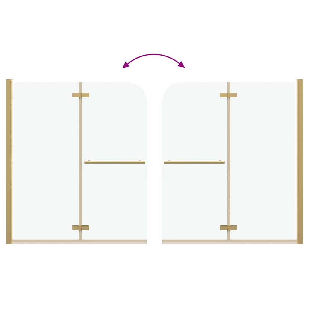 Douche Omhulsel Goud 120 x 140 cm ESG-glas en aluminium