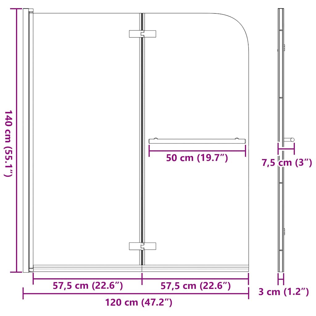 Douche Omhulsel Goud 120 x 140 cm ESG-glas en aluminium