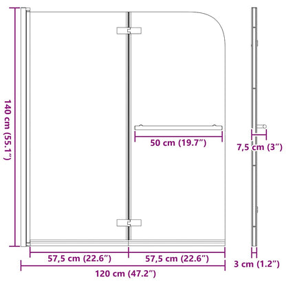 Douche Omhulsel Goud 120 x 140 cm ESG-glas en aluminium