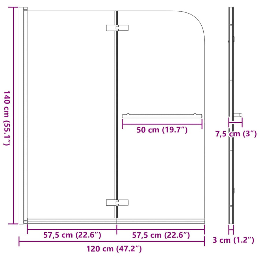 Douche Omhulsel Goud 120 x 140 cm ESG-glas en aluminium