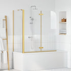 Douche scherm goud 120x68x130 cm ESG-glas aluminium