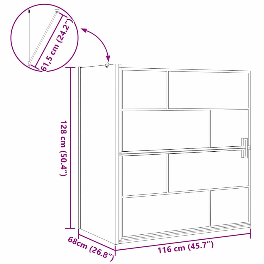 Bad Douche Scherm Zwart en transparant 116 x 67 x 129.5 cm