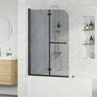 Douchewand 95-96 x140 cm zwart ESG-glas aluminium
