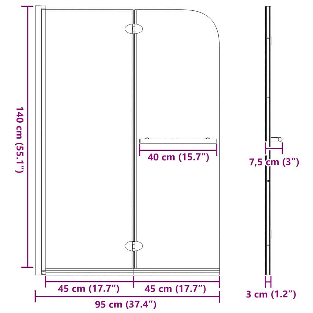 Douche Omhulsel Zwart 120 x 140 cm ESG-glas en aluminium