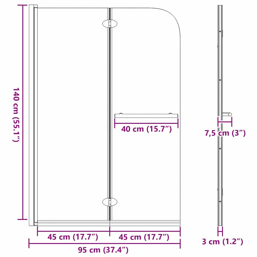 Douche Omhulsel Zwart 120 x 140 cm ESG-glas en aluminium