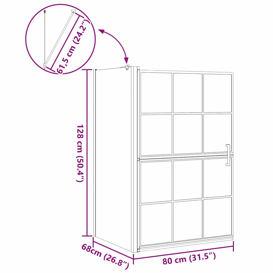 Bad Douche Scherm Zwart en transparant 80 x 67 x 129.5 cm