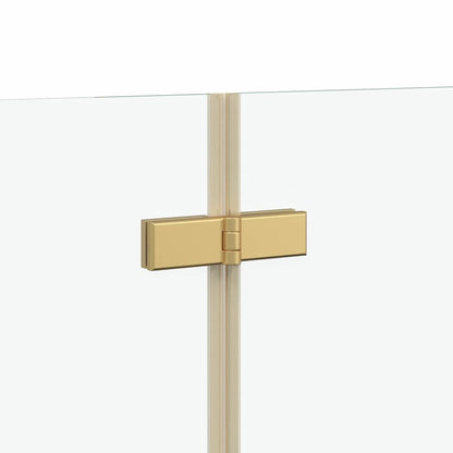Douche Omhulsel Goud 130 x 138 cm ESG-glas en aluminium