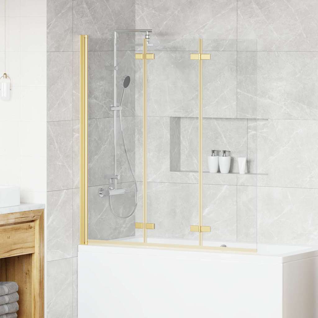 Douche Omhulsel Goud 130 x 138 cm ESG-glas en aluminium
