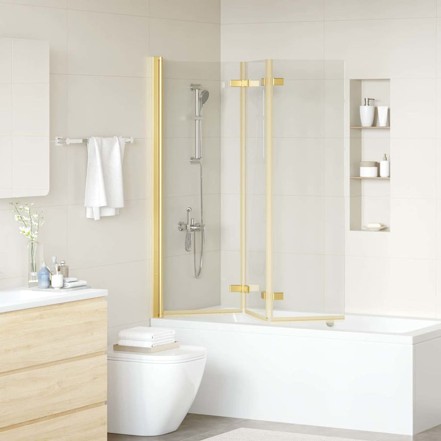 Douche Omhulsel Goud 130 x 138 cm ESG-glas en aluminium