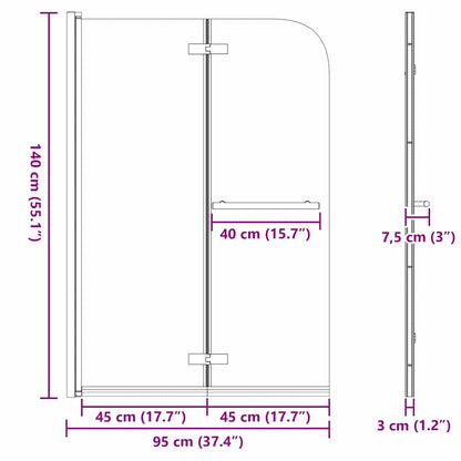 Douche Omhulsel Goud 95 x 140 cm ESG-glas en aluminium