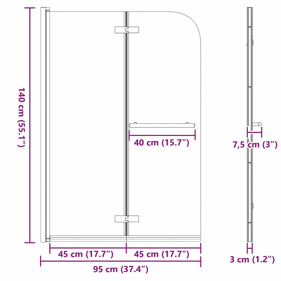 Douche Omhulsel Goud 95 x 140 cm ESG-glas en aluminium