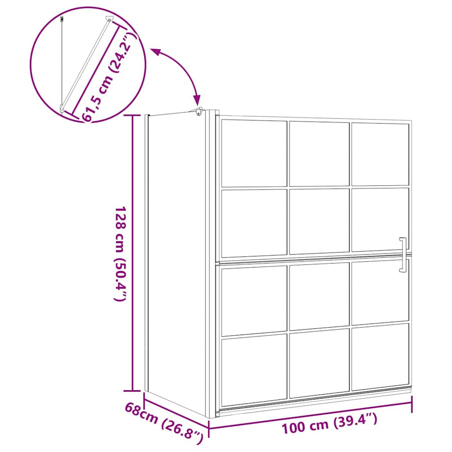 Bad Douche Scherm Zwart en transparant 100 x 67 x 129.5 cm