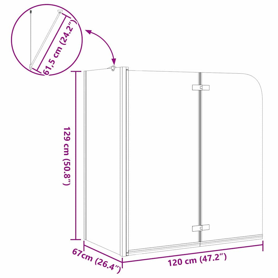 Badomheining Zwart 120 x 67 x 129 cm Gelaagd Glas en Aluminium