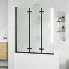 Douchewand 130x138 cm zwart ESG-glas aluminium