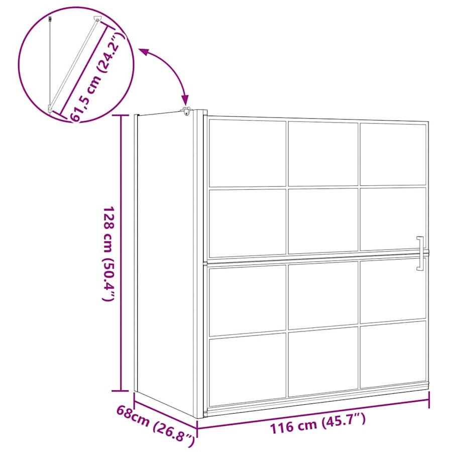 Bad Douche Scherm Zwart en transparant 116 x 67 x 129.5 cm
