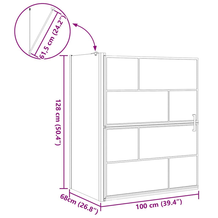 Bad Douche Scherm Zwart en transparant 100 x 67 x 129.5 cm