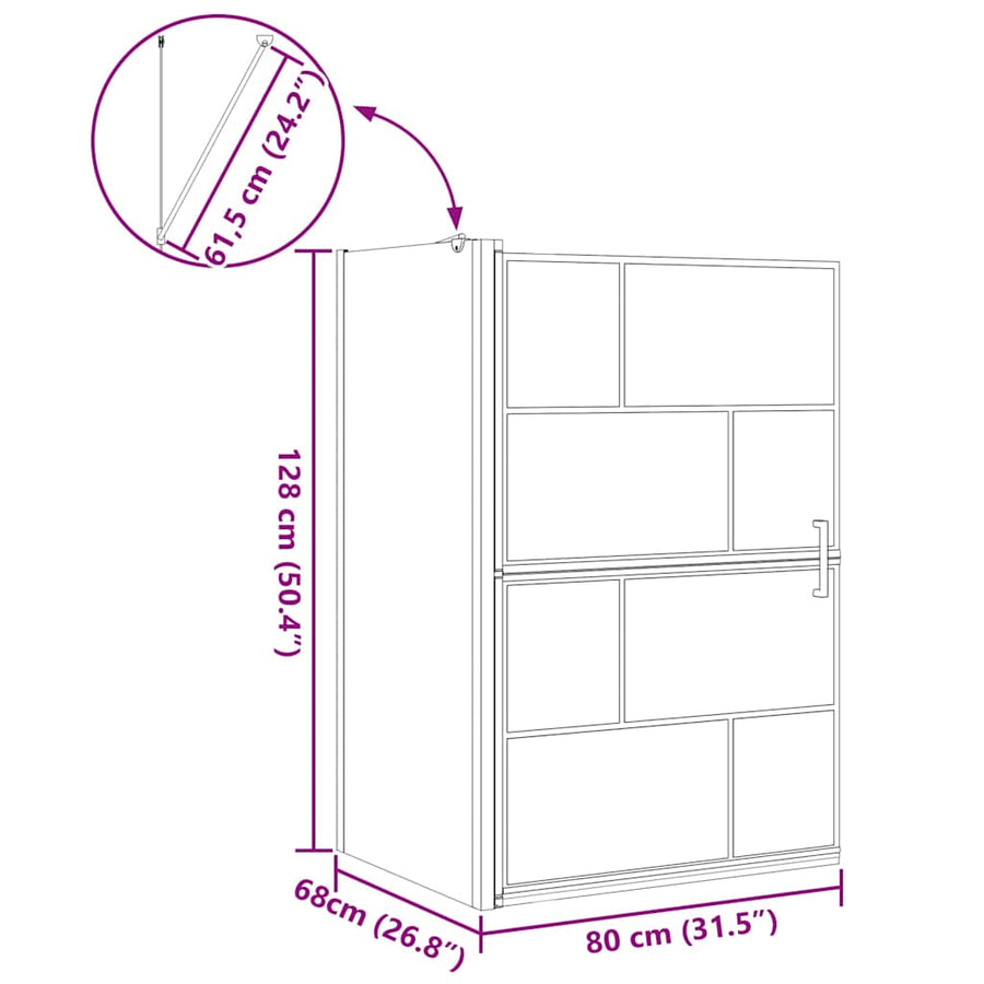 Bad Douche Scherm Zwart en transparant 80 x 67 x 129.5 cm
