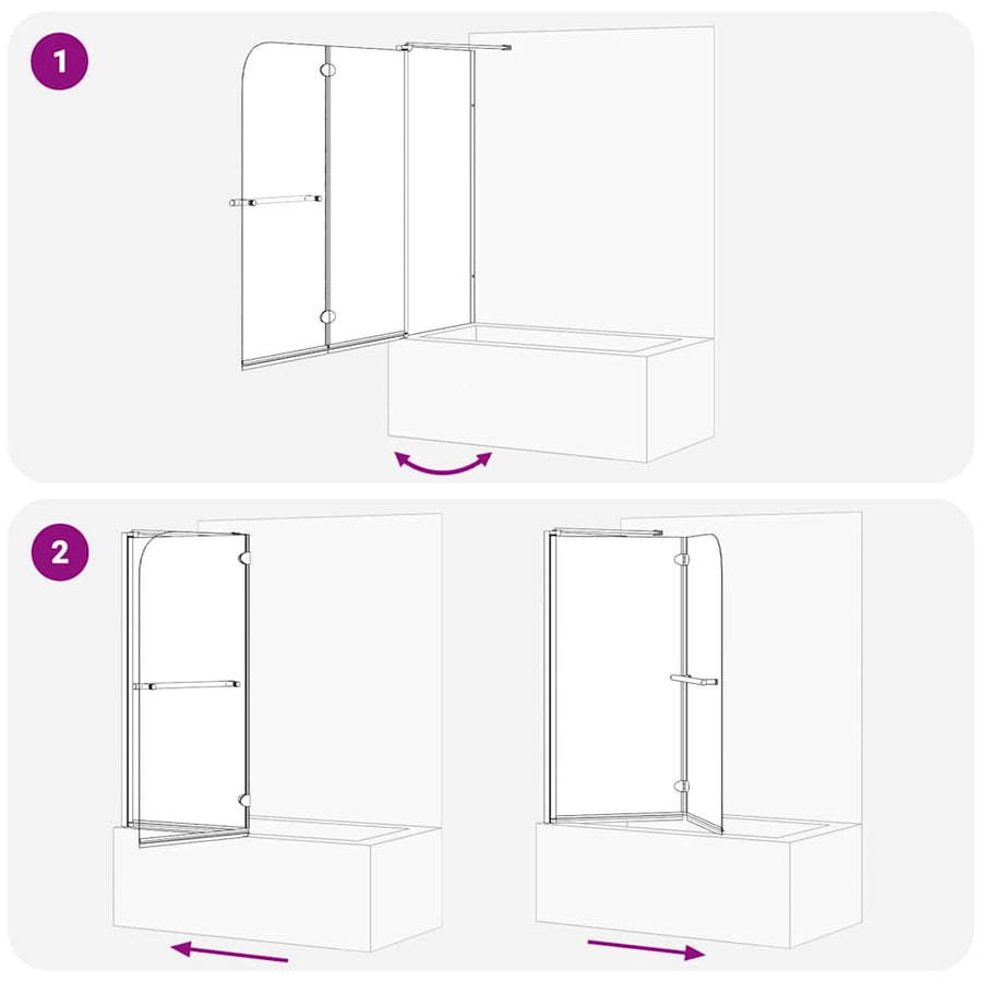 Bi-Vouw Douche Omheining Donker Transparant 120 x 67 x 129 cm